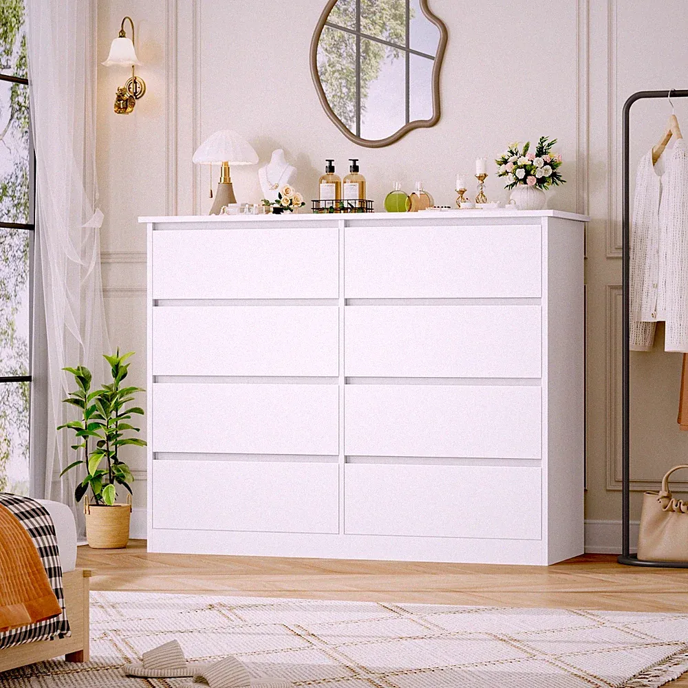 120cm Kommode mit 8 Schubladen Komodenschrank Schubladenschrank für Schlafzimmer