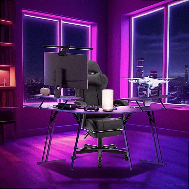 120cm L-förmiger Schreibtisch Gaming Tisch mit Monitorhalterungen Computertisch