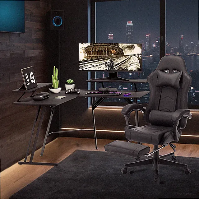 120cm L-förmiger Schreibtisch PC Tisch Arbeitstisch Tisch mit 2 Monitorständer