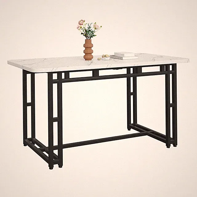 120x70cm Esstisch Speisetisch Küchentisch mit Schwarz Metallbeinen Marmoroptik