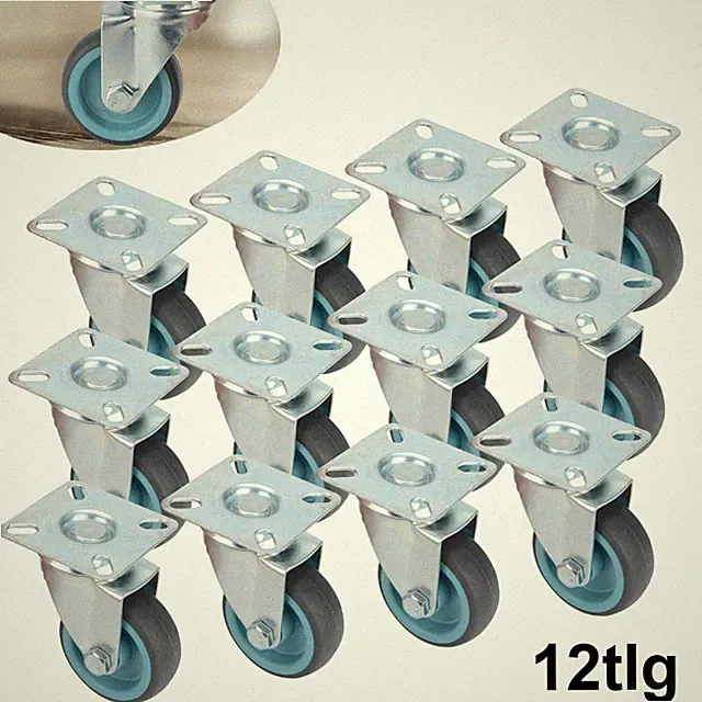 12er Set Stk Transportrollen 50mm Lenkrollen Schwerlastrollen Bremse Möbelrollen