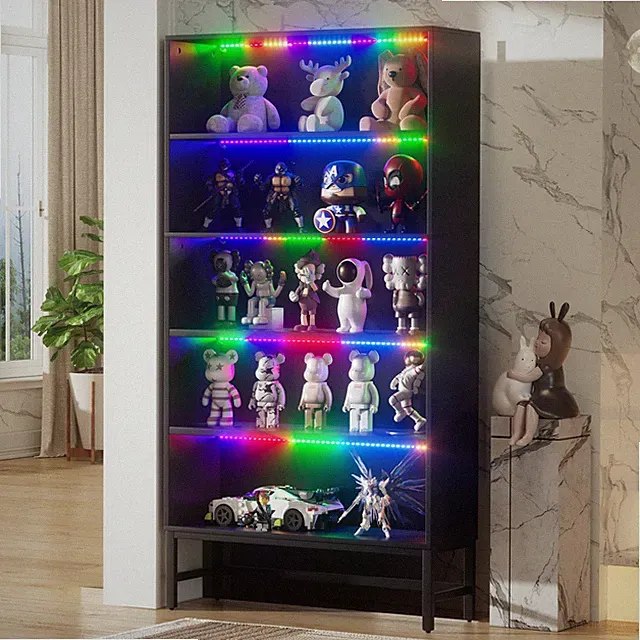 12Farben RGB Mehrzweckschrank mit LED Beleuchtung,Vitrinenschrank Sammlervitrine
