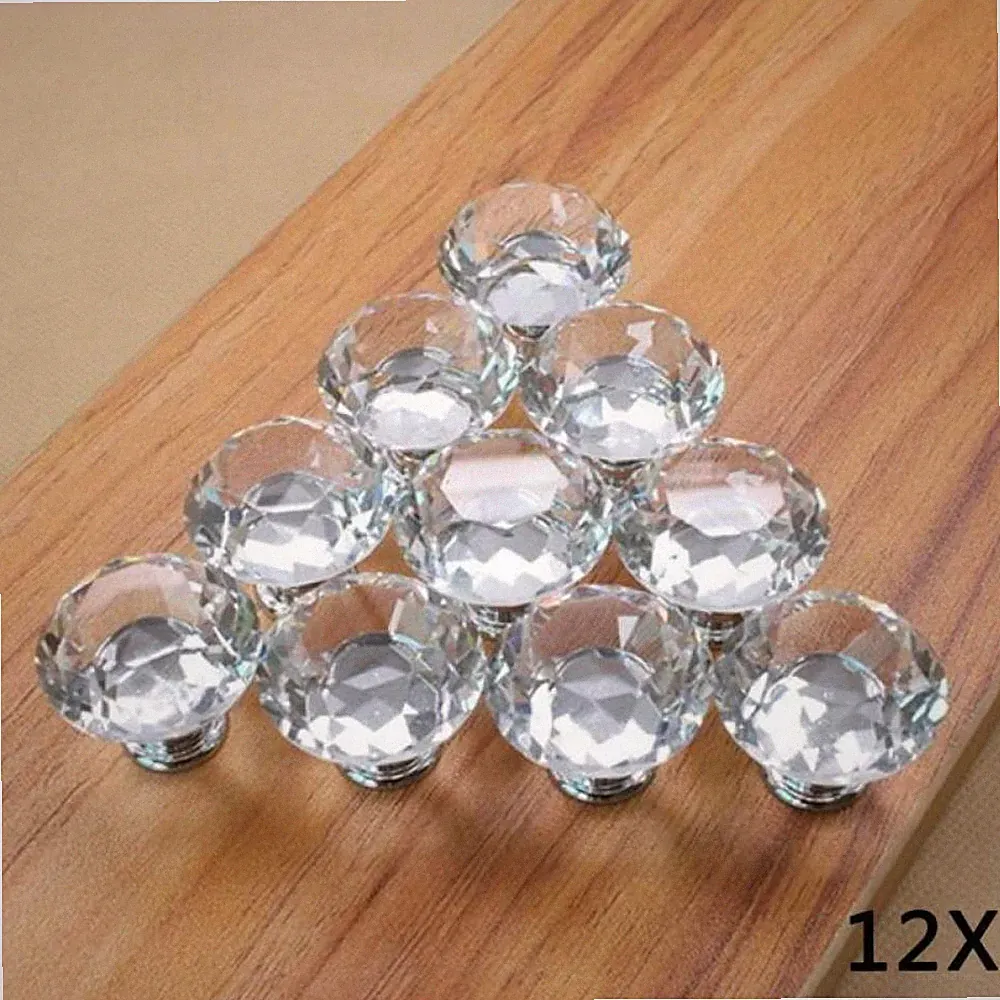 12X Möbelknöpfe Kristall Glas Möbelgriffe Schrankknopf Möbelknäuf Tür Knopf DE