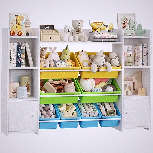 138.8cm Kinderregal Kinderzimmer Möbel mit 8 Boxen Bücherregal für Kinder