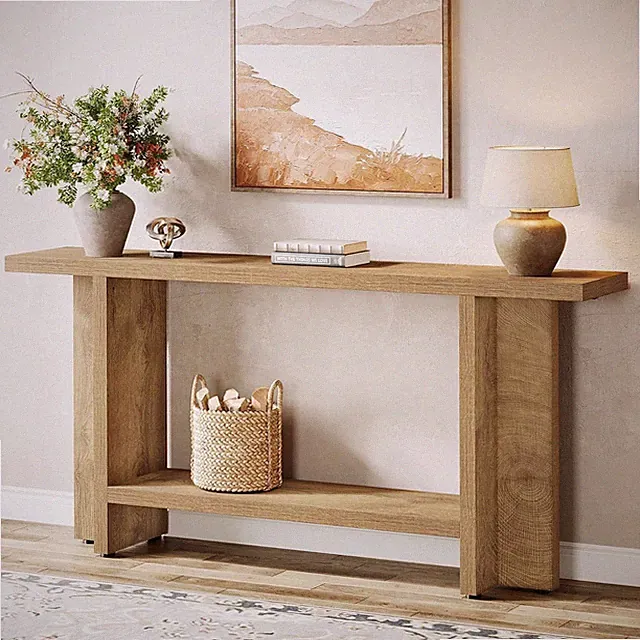 150CM Konsolentisch, schmaler Sofatisch hinter Couch für Flur, Wohnzimmer, Foyer