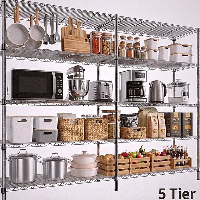 152/182cm Metallregal Schwerlastregal Verstellbares Drahtregal Küche 4/5 Ebenen