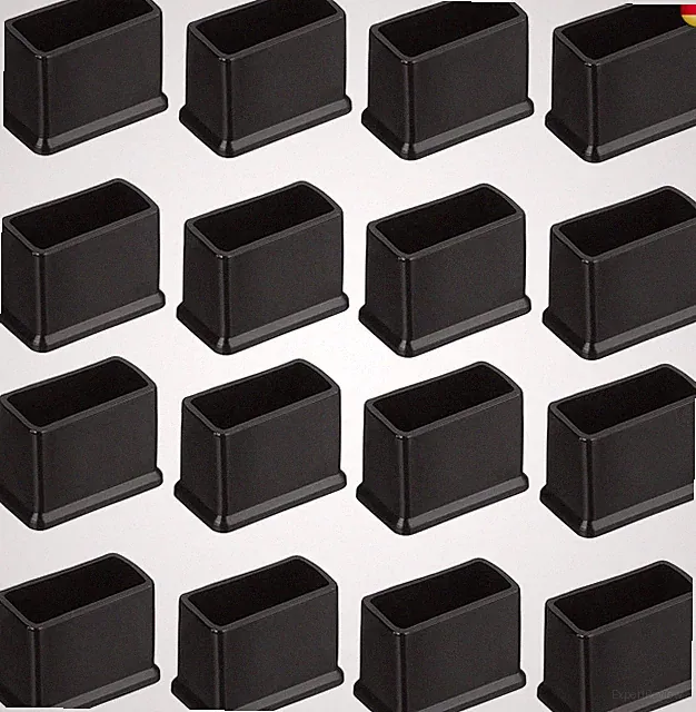 16 Stück PVC Quadratische Stuhlbeinkappen, 30mm x 15mm OD Schwarze Möbelfüße Pad