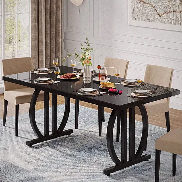 160 cm rechteckiger Esstisch für 4-6 Personen, moderner Landhausstil-Esstisch