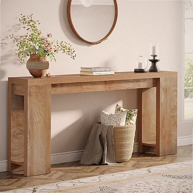 160cm Konsolentisch, Sofatisch aus Holz im Landhausstil für Wohnzimmer, Flur