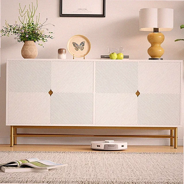 160cm Sideboard Anrichte Schrank mit Vier Türen Aufbewahrungsschrank Einzigartig