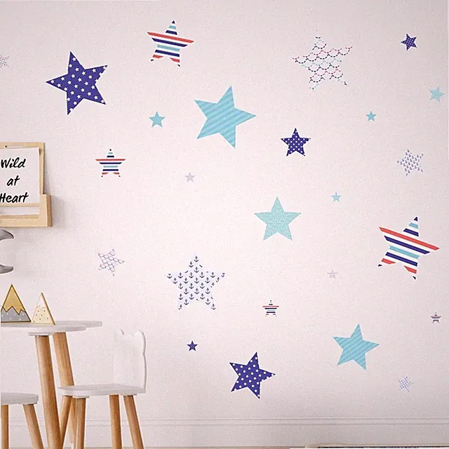 160St. Große Sterne Aufkleber blau Wandtattoo Sterne blau Babyzimmer Deko v116