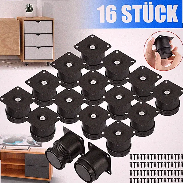 16x Möbelfüße Sofafuß Sockelfüße Möbelfuß Metall Stützfuß Höhenverstellbar Bein