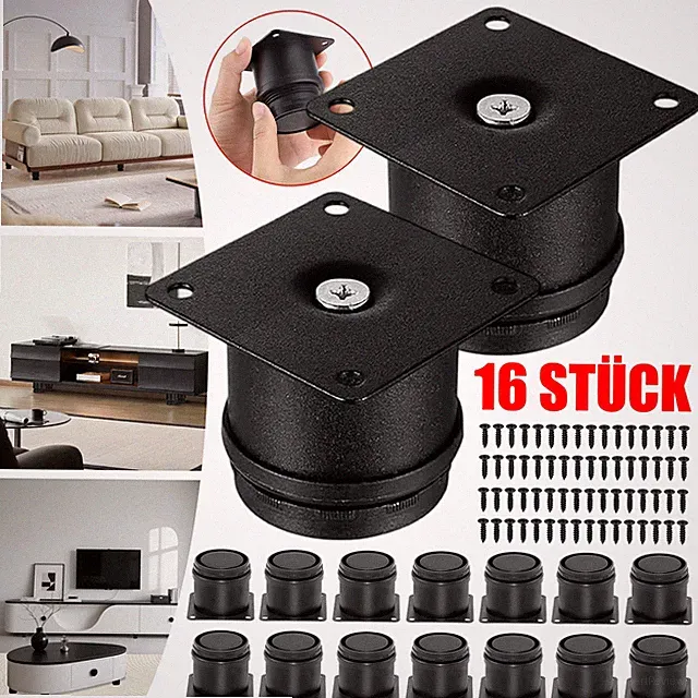 16X Möbelfüße Tischfüße Verstellbar Sockelfüße Couch Bettfüße Tischfuß Edelstahl