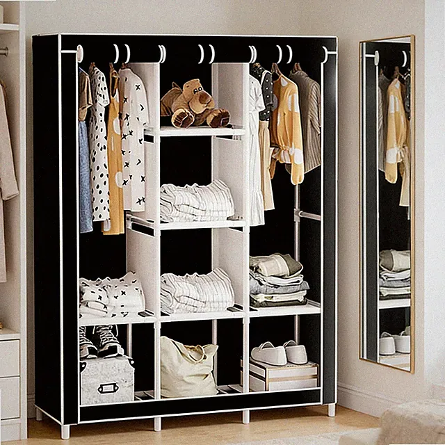 170cm Kleiderschrank Stoff Kleiderstange Falt Schrank Stoffschrank Garderobe