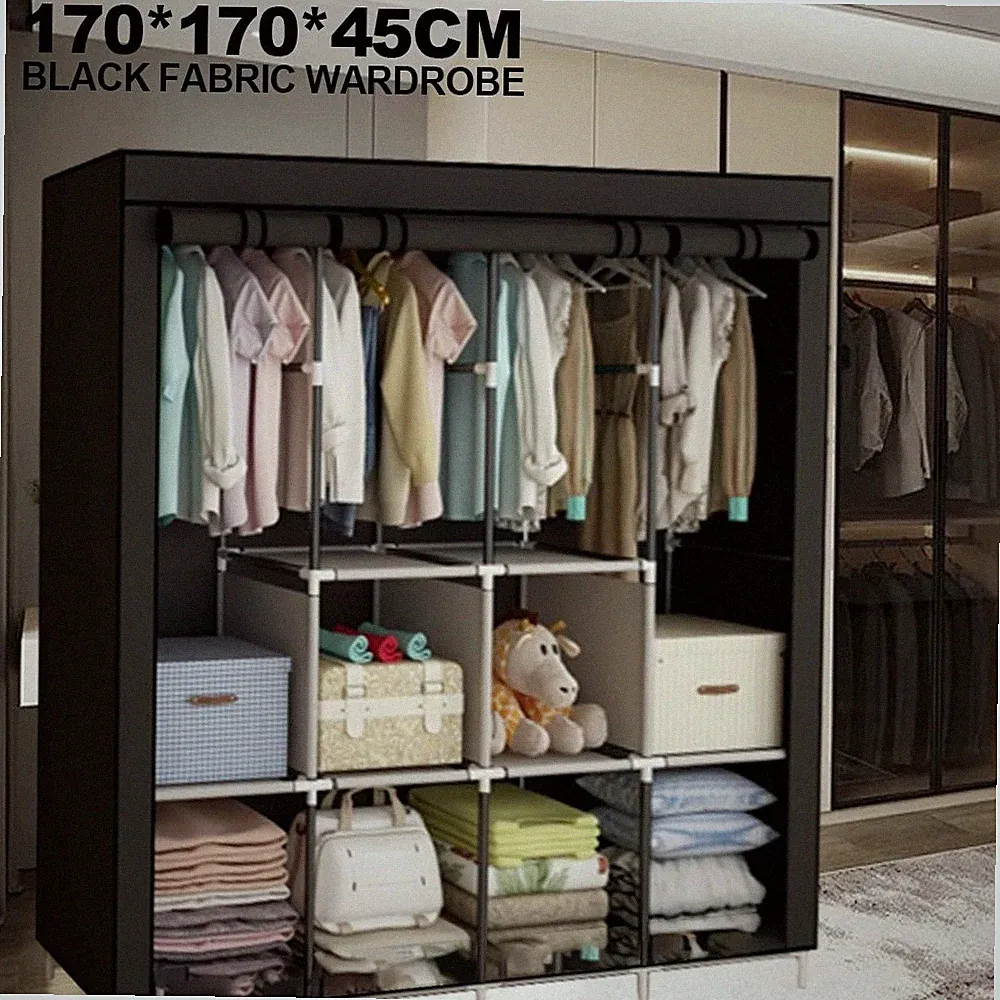 170x170x450cm Großer Kleiderschrank aus Stoff Kleiderschrank Tragbarer Schrank