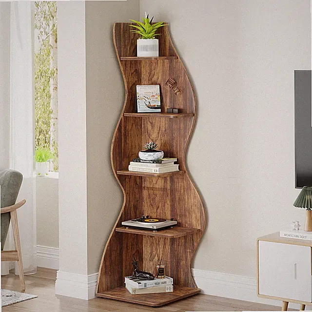 178cm Modernes Eckregal, Bücherregal mit 5 Ebenen,Pflanzenständer für Wohnzimmer
