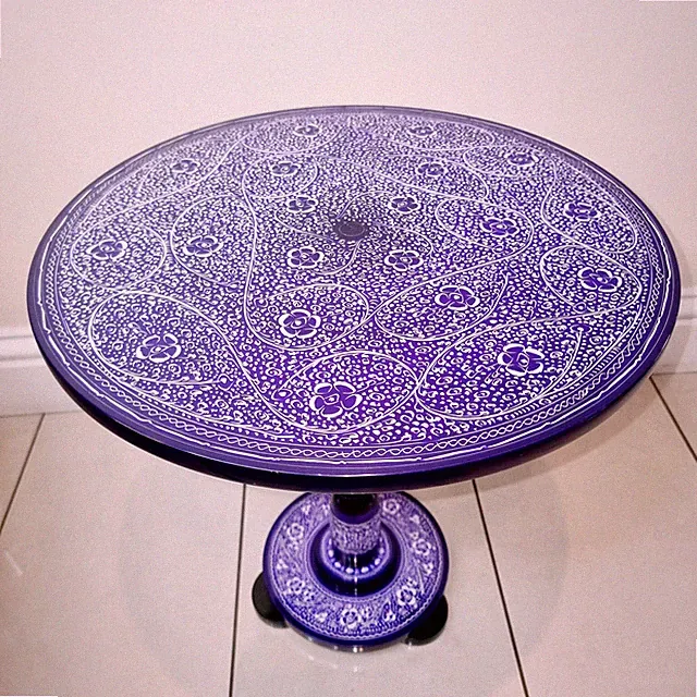18 Zoll handbemalter runder Holztisch, Kaffee, Nachttisch, Konsole, Ecke, Esszimmer