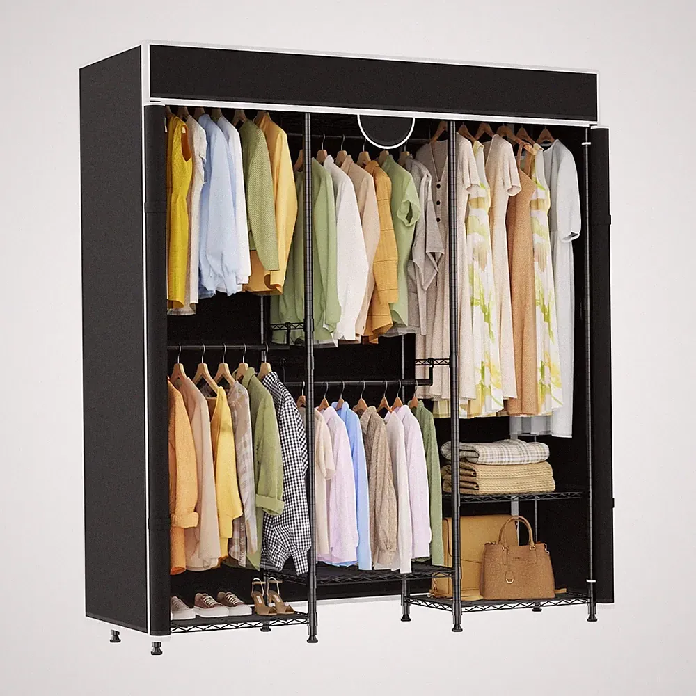 180cm Kleiderschrank Stoffschrank Schwerlast Garderobenschrank Kleiderstange NEU