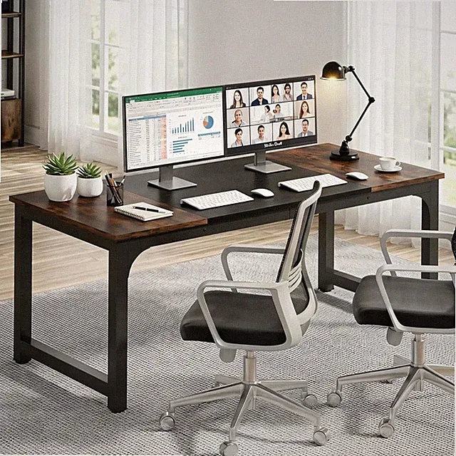 180cm Moderner großer Computertisch Doppelter Schreibtisch Bürotisch für Office