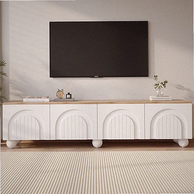 180cm TV schrank Kommode Fernsehschrank mit 6 Kugelfuß Metallbeine 4Tur Lowboard
