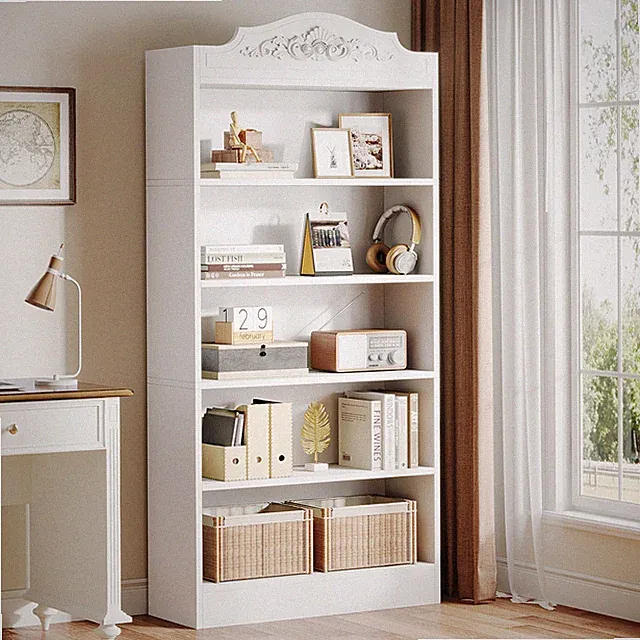 190cm hohes gewölbtes Bücherregal, 5-stöckiges Standbücherregal mit Lagerregalen
