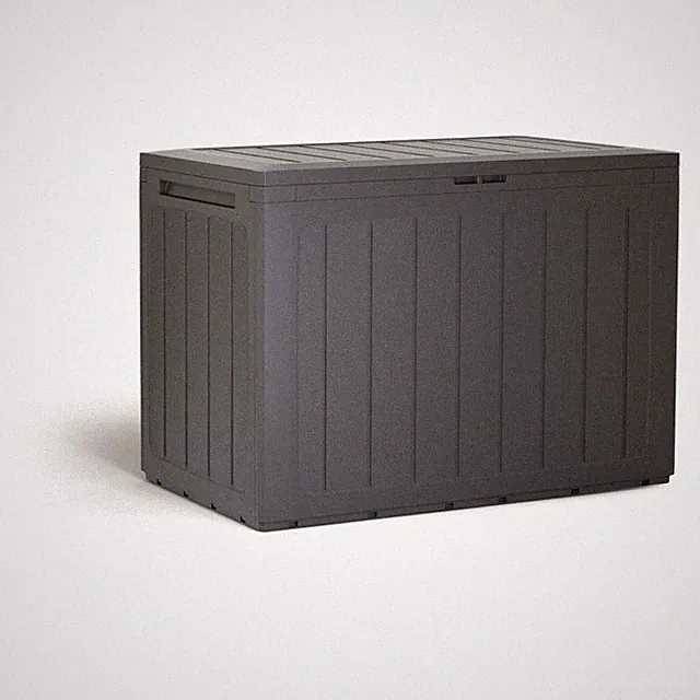 190L Gartenmöbel Aufbewahrungsbox Umbber Holzplatte Optik Wetterfest Behälter