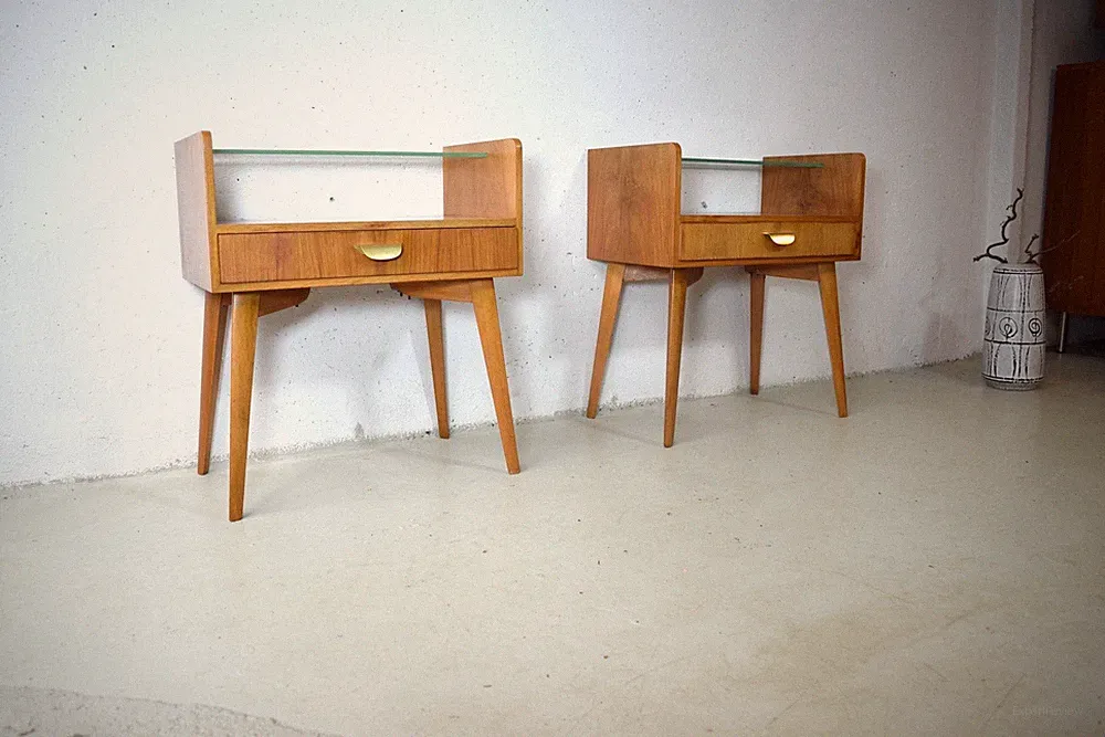 1950er WK Möbel Nachtschrank Vintage Nachttisch Retro Kommode Mid Century