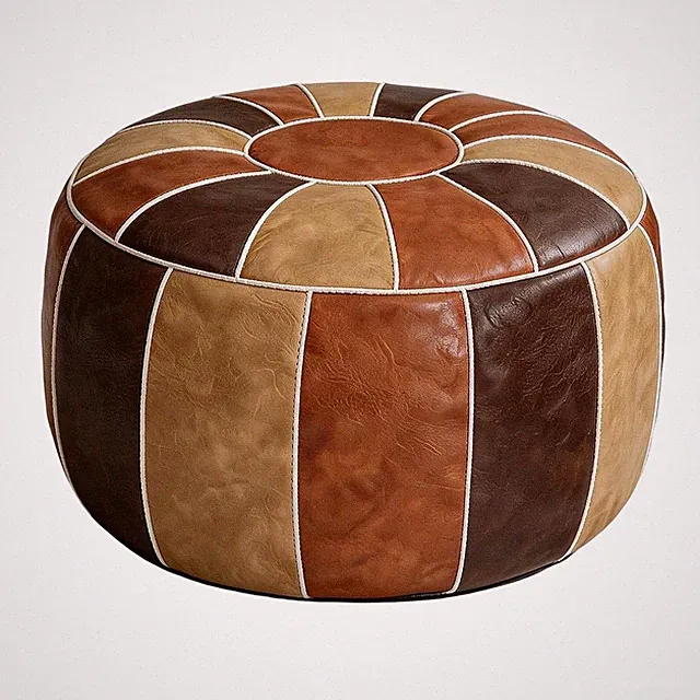 1X(Marokkanischer Aufbewahrungs-Pouf, Fußhocker, Ottoman, Sitzbank, Handgef1578