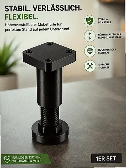 1x Möbelfüße Sockelfüße Verstellbar Küchenfuß/Schrankbeine 7,6-12 cm