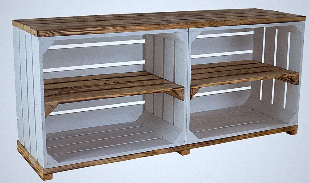 1x SIDEBOARD WEIß, Innen geflammt, 4 Fächer /NEU/ 100x30x50cm
