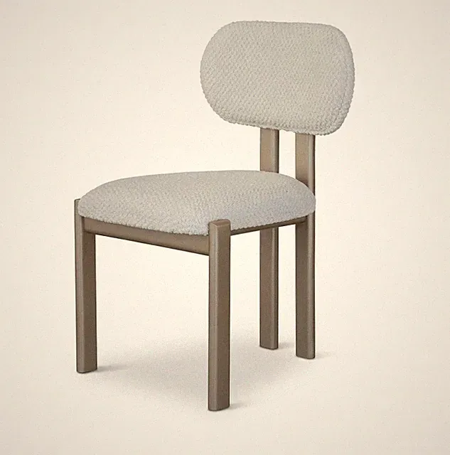 1X Stuhl Weiß Braun Moderner Stil Komfortabel Minimalistisch Schlicht