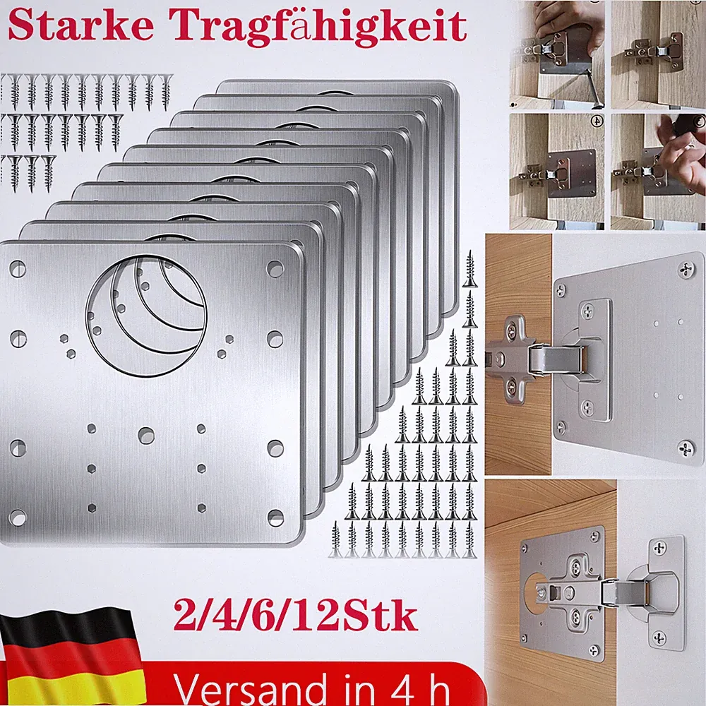 2-12x Blech Edelstahl Scharnier Reparaturplatte Möbel Schrank 10ft Reparatur