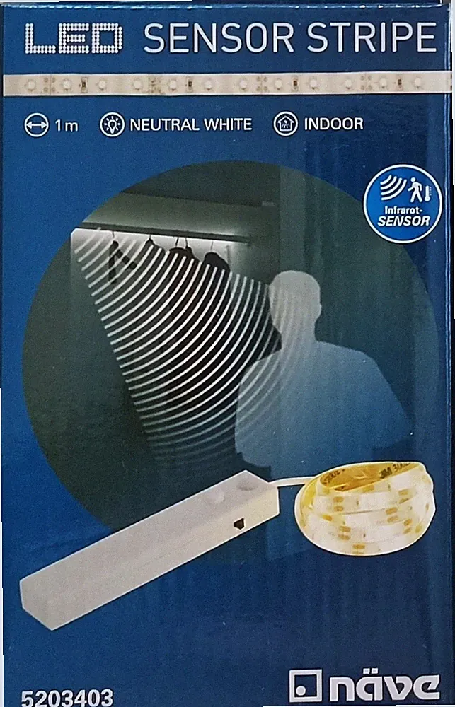 2/1x näve LED-Stripe Infrarot-Sensor Indoor 1m Schrank Kleiderschrank Möbel weiß