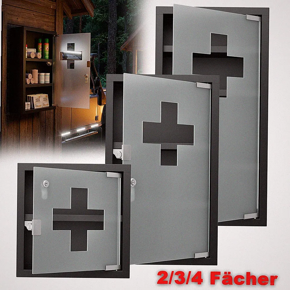 2/3/4 Fächer Medizinschrank Apothekerschrank Arzneischrank Medikamentenschrank #
