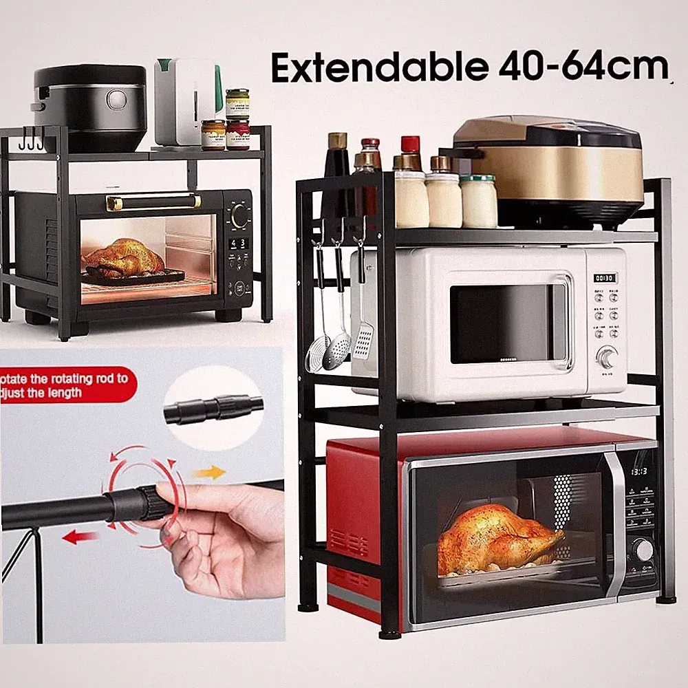 2/3 Ebenen Ausziehbar Mikrowelle Backofen Rack Küche Lagerung Halter Ecke Regal