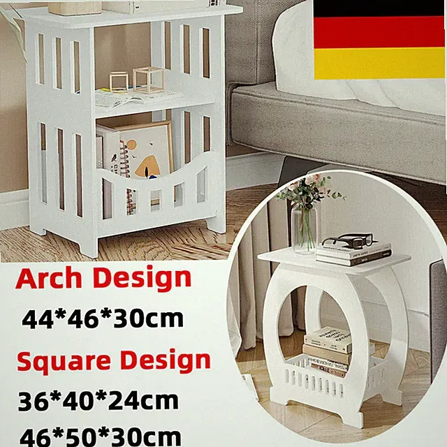 2/3 Ebenen Nachttisch Beistelltisch Nachtschrank Nachtkonsolen Couchtisch Weiß