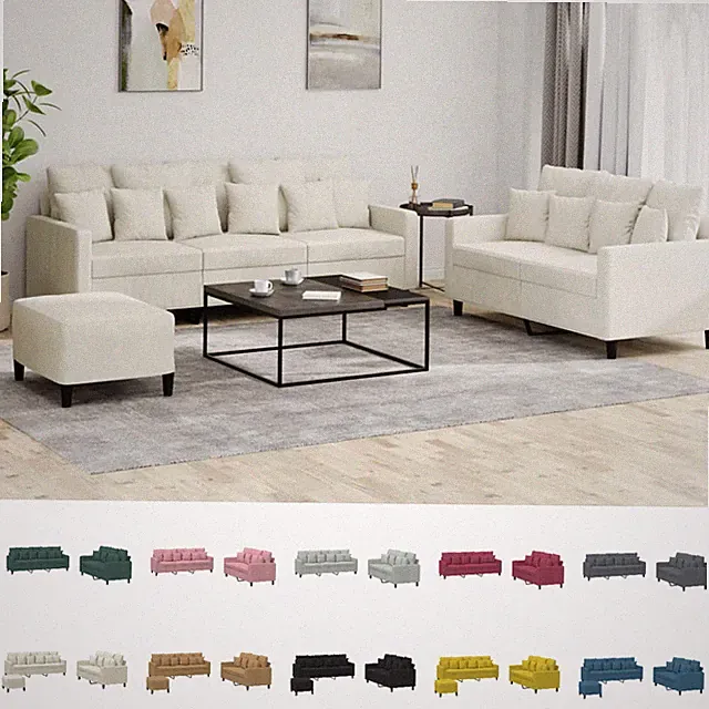 2/3-tlg. Samt Sofagarnitur mit Kissen 2 3 Sitzer Sofa Couch , Fußhocker Auswahl