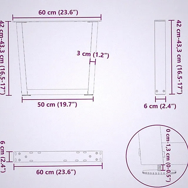 2/3er Metall Tischbein Tischgestell Möbelfüße Tischkufen Tischfüße viele Größen