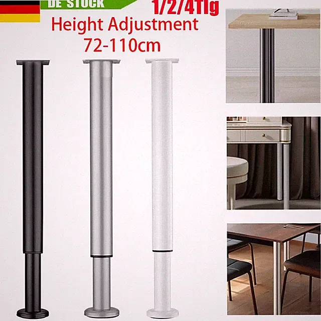 2/4 Stk Tischbeine Eisen Optik 720-1100mm Sehr Stabil Tischfüße Höhenverstellbar