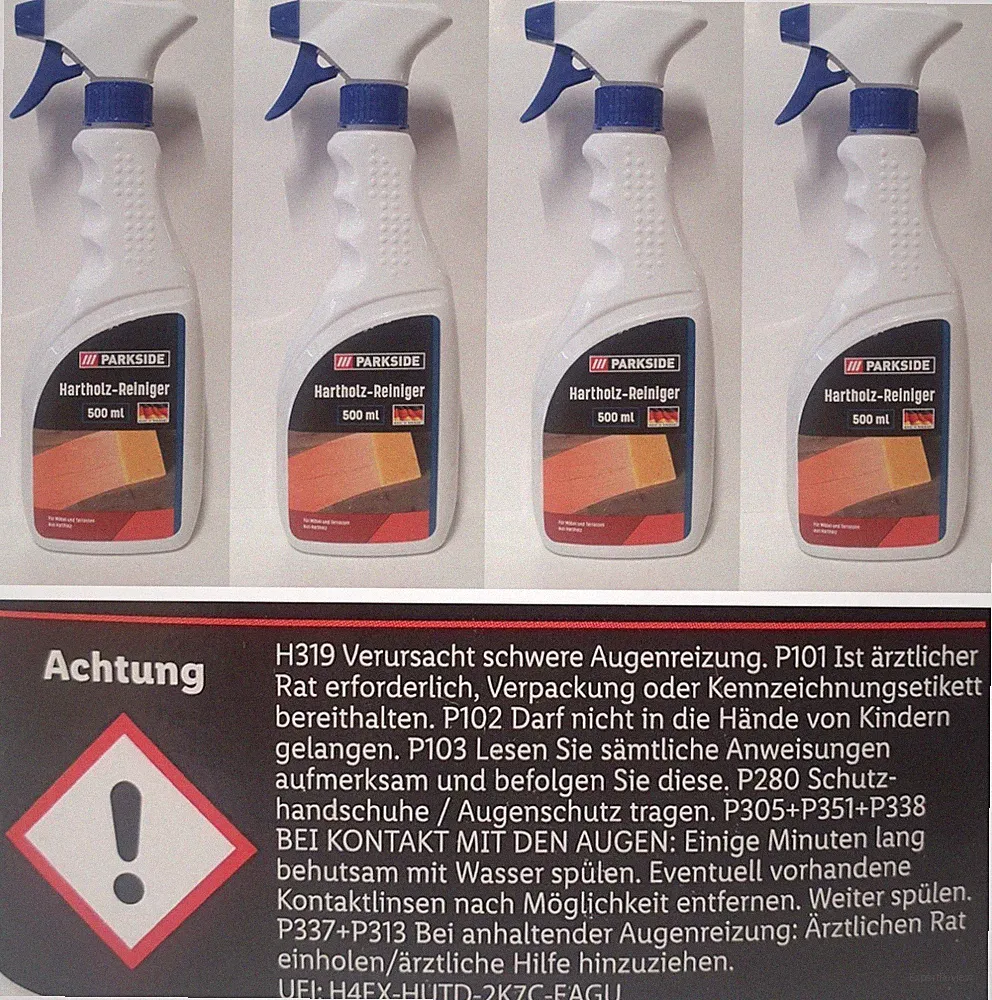 (2,50€/l) Parkside Hartholz Reiniger für Möbel und Terrassen 500ml (MHD 02/26)