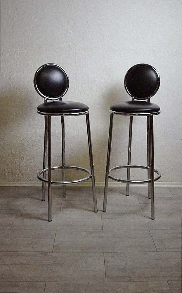 2 BARHOCKER im Bauhaus Stil BARSTUHL SH = 79 cm, Hocker 1980er Vintage