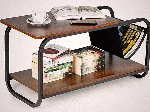 2 Etagen Holz Couchtisch Retro Industrial Stil Beistelltisch Wohnzimmer