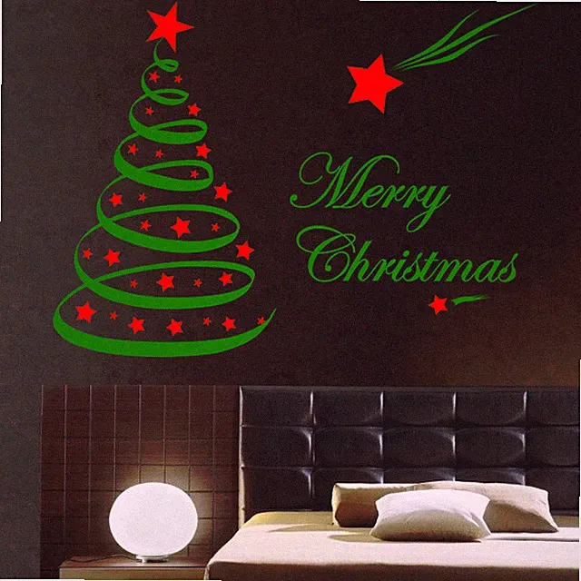 2 Farben Weihnachtsbaum Vinyl Aufkleber Dekoration Wand Fenster Geschäft Display