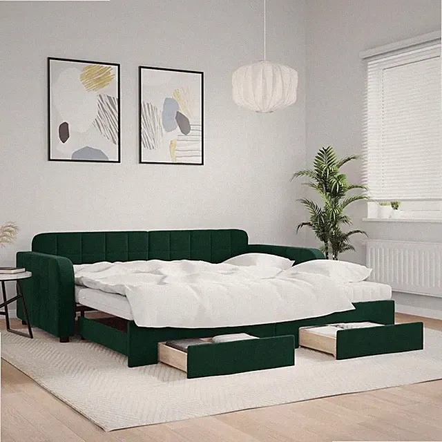 2-in-1 Tagesbett Schlafsofa Sofa Bett Bettsofa Gästebett Schlafcouch Samtstoff