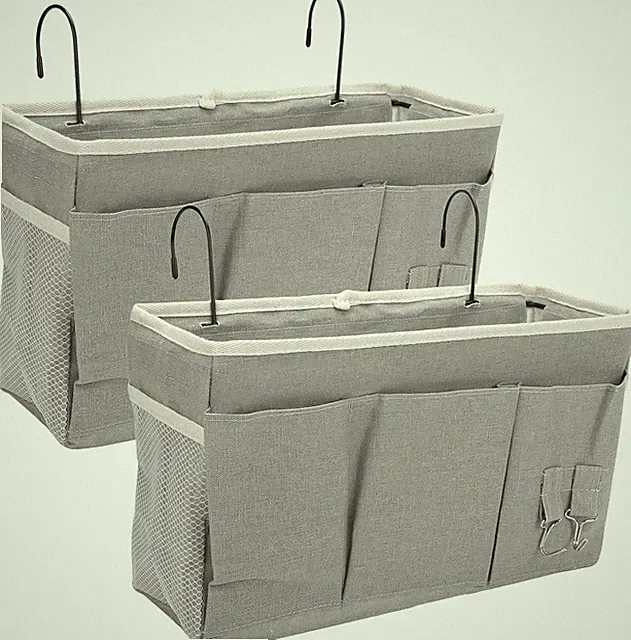 2 Pack Nachttisch-Hängeaufbewahrung Hängeorganizer mit 3 Fächern, Bett Or