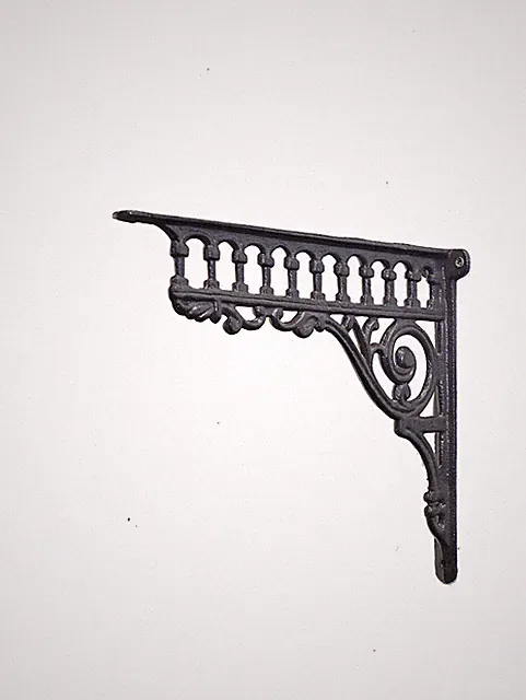 2 Regalwinkel Regalstützen Wandwinkel Antik Stil aus Gusseisen T: 27 cm (9661)