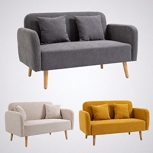 2-Sitzer Doppelsofa Sitz- und Rückenkissen Gummiholz Schaumstoff