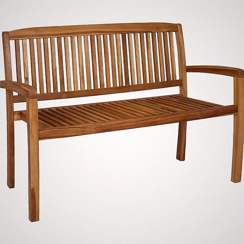 2-Sitzer Gartenbank Stapelbar Holzbank Sitzbank Bank Massivholz Teak vidaXL