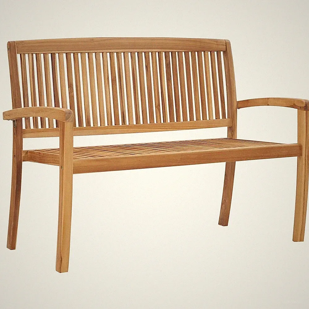 2-Sitzer Gartenbank Stapelbar Holzbank Sitzbank Bank Massivholz Teak vidaXL