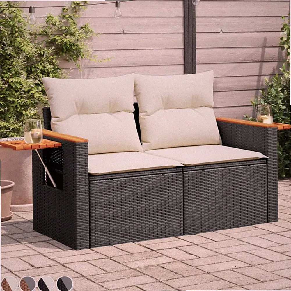 2-Sitzer Gartensofa mit Kissen Terrassen Outdoor Ecksofe Sitzgruppen Gartenmöbel